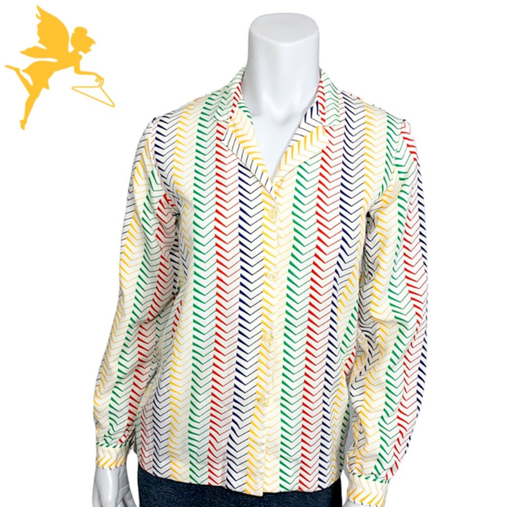 VINTAGE 1970s ALADDIN Zigzag Chevron Button Down Shirt